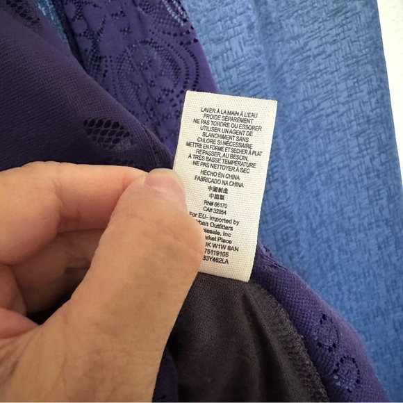 Free People Dress Purple Lace Fairy Bell Sleeve Empire Waist Full Skirt Size 0 - Picture 7 of 13